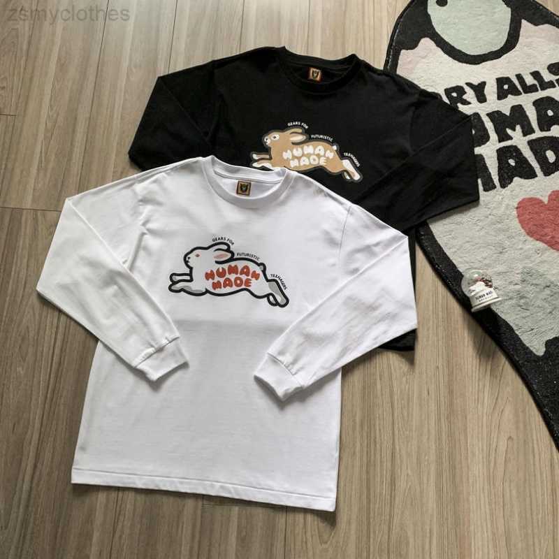 T-shirt da uomo 2023Fw Human Made Fashion T-shirt da uomo 1 Best Quality Vintage Rabbit manica lunga T-shirt streetwear Abbigliamento da uomo - s