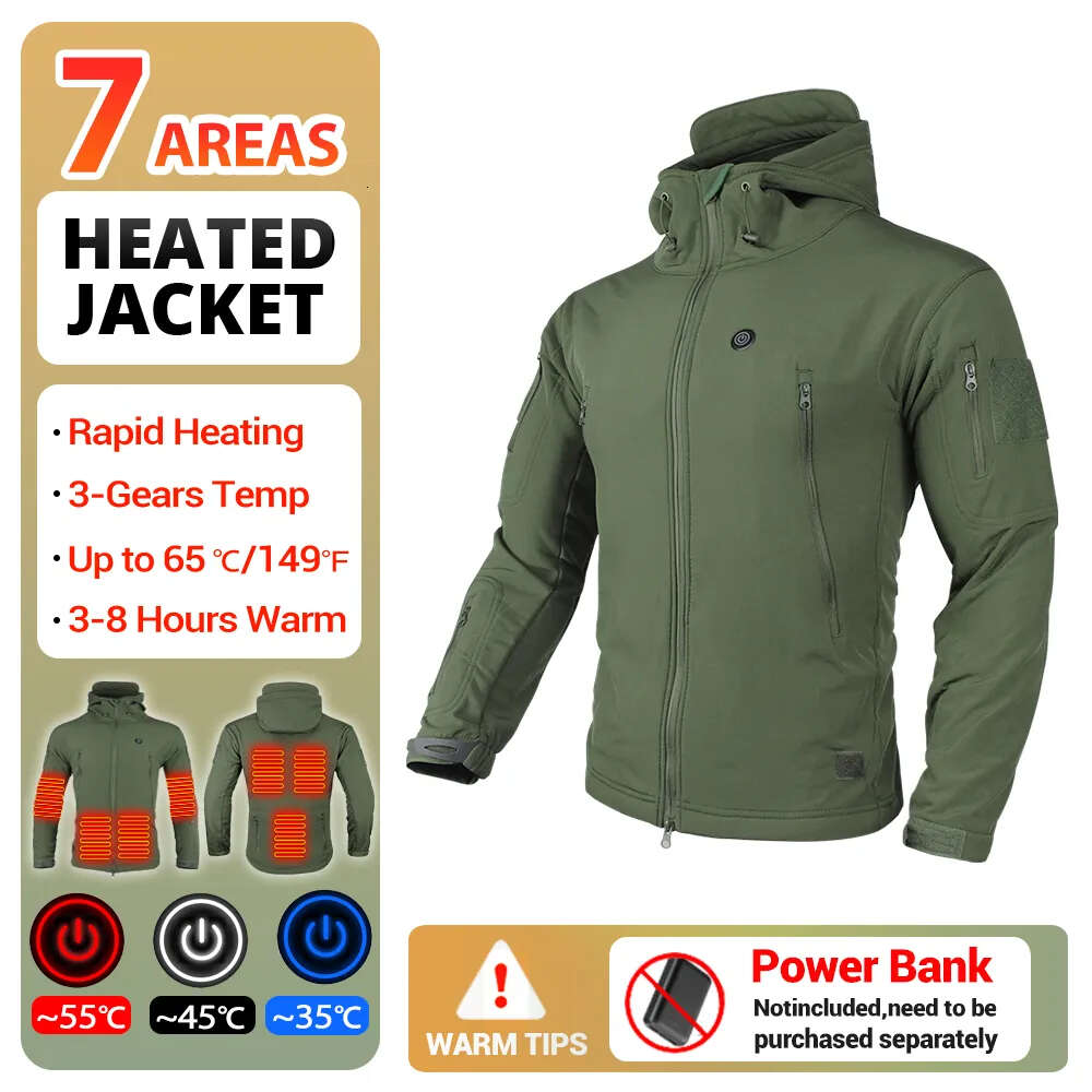 Jaqueta aquecida inverno aquecimento com capuz esqui à prova de vento caminhadas manter quente pesca acampamento roupas usb elétrico masculino