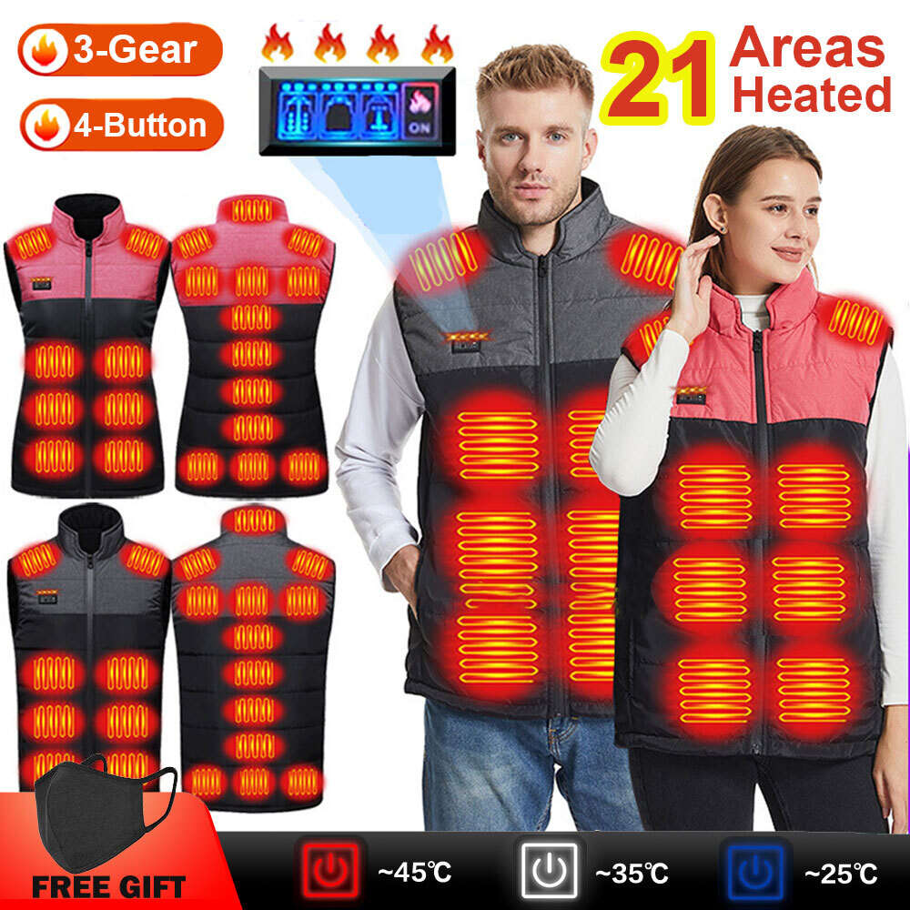 Areas Heated Vest Electric Jackets Men Women Thermal Warm Jacket Heating Clothing Outdoor Sports
