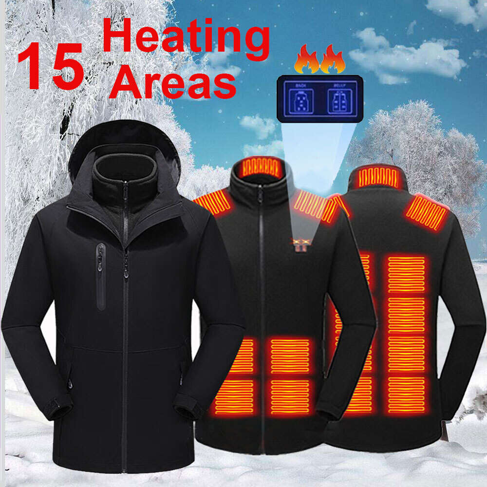 Winter Usb Heating Jacket Men And Women Parka Outdoor Hiking Thick Thermal Cotton Coat Windproof Waterproof Windbreaker