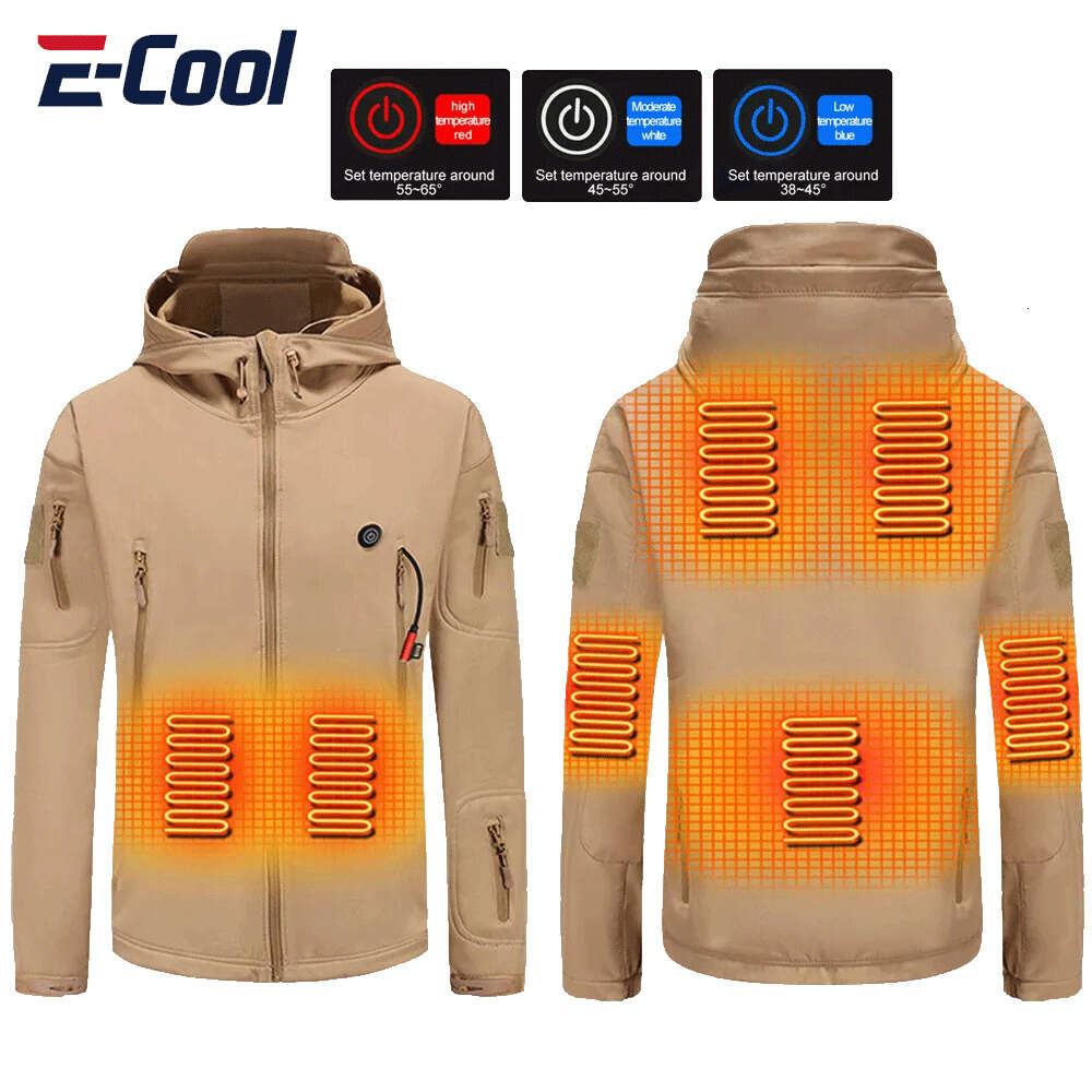 Heated Jacket Winter Heating Windbreaker Usb Electric Jackets Hooded Camping Keep Warm Motorcycle Clothes