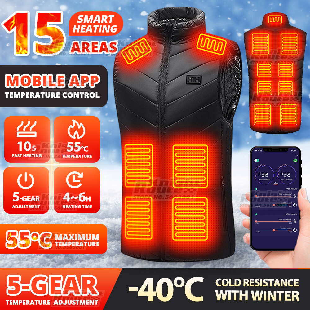 Självuppvärmd Vest App Control Body Warmer USB -drivna kvinnors varma män Värmejacka Termiska vinterkläder