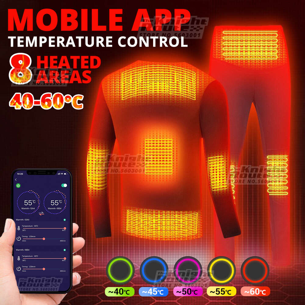Vinter termisk uppvärmd underkläder Men S Ski Suit USB Electric Heat Clothing Long Johns