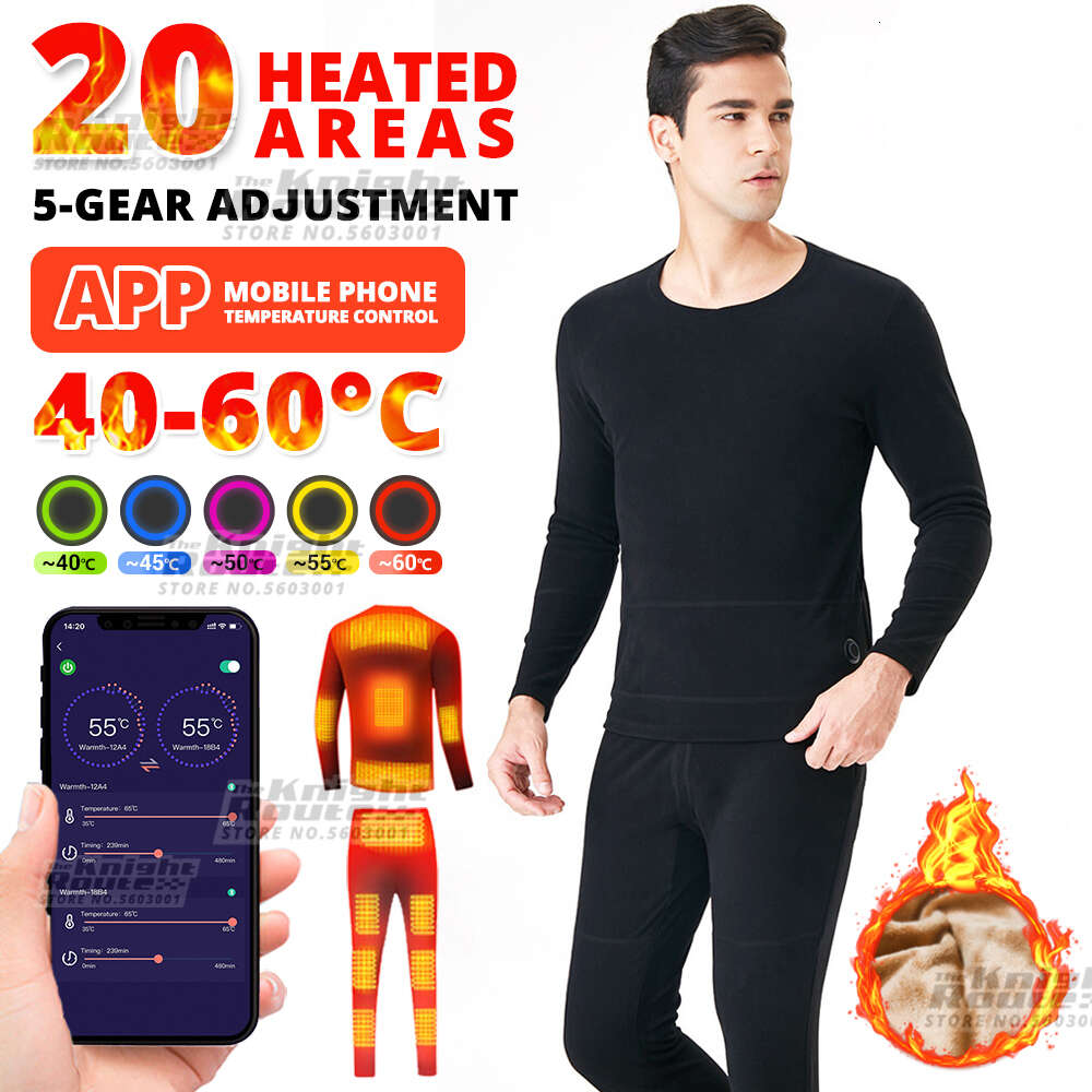 Areas Winter Self Heated Underwear Men S Suit Phone App Control Temperature Usb Thermal Clothing Hiking