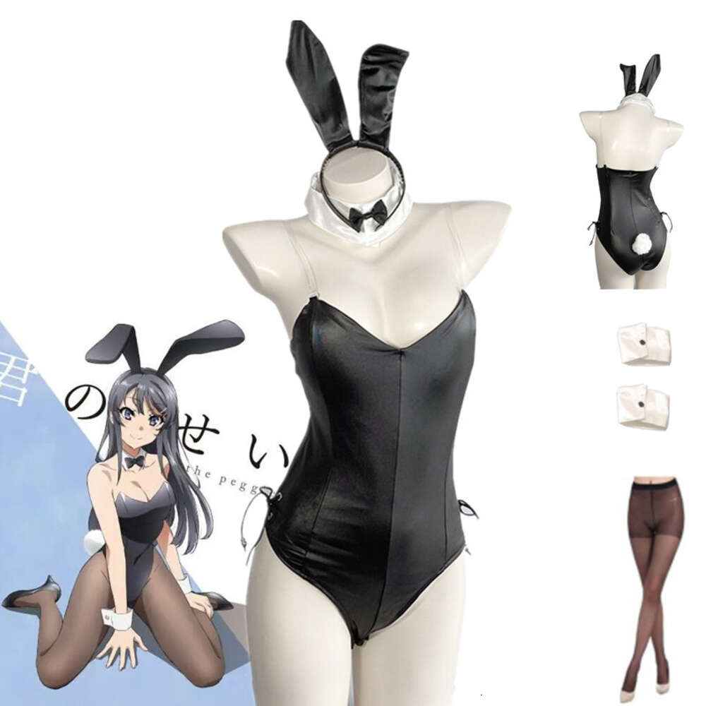 Anime seishun buta yarou wa bunny girl senpai no yume wo mina cosplay kostym flickor sexig söt faux läder kanin hallowecosplay