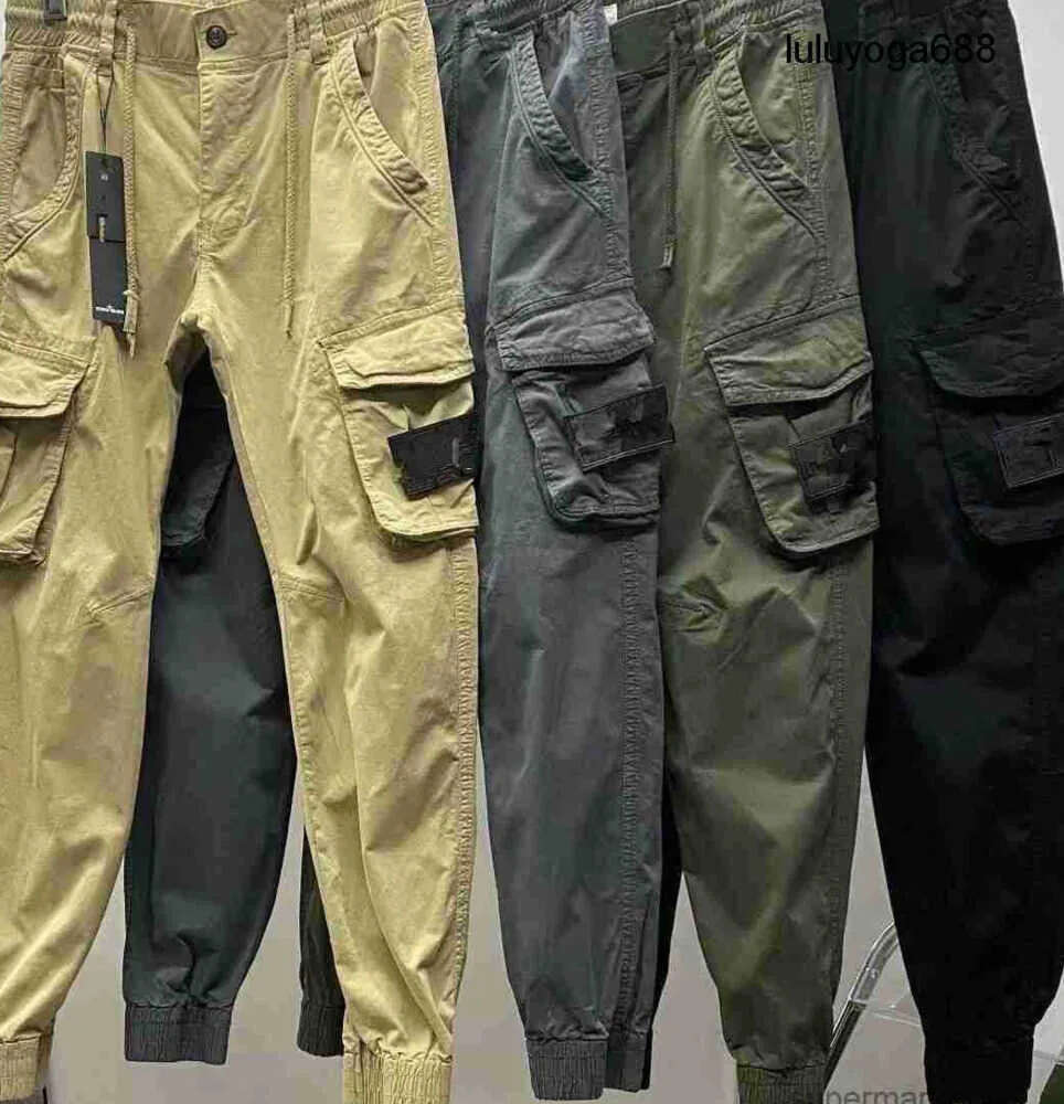 2023 Mens Stones Patches Island Vintage Cargo Designer Big Pocket Overalls Trousers Track Fashion Brand Leggings Long Mens Sports