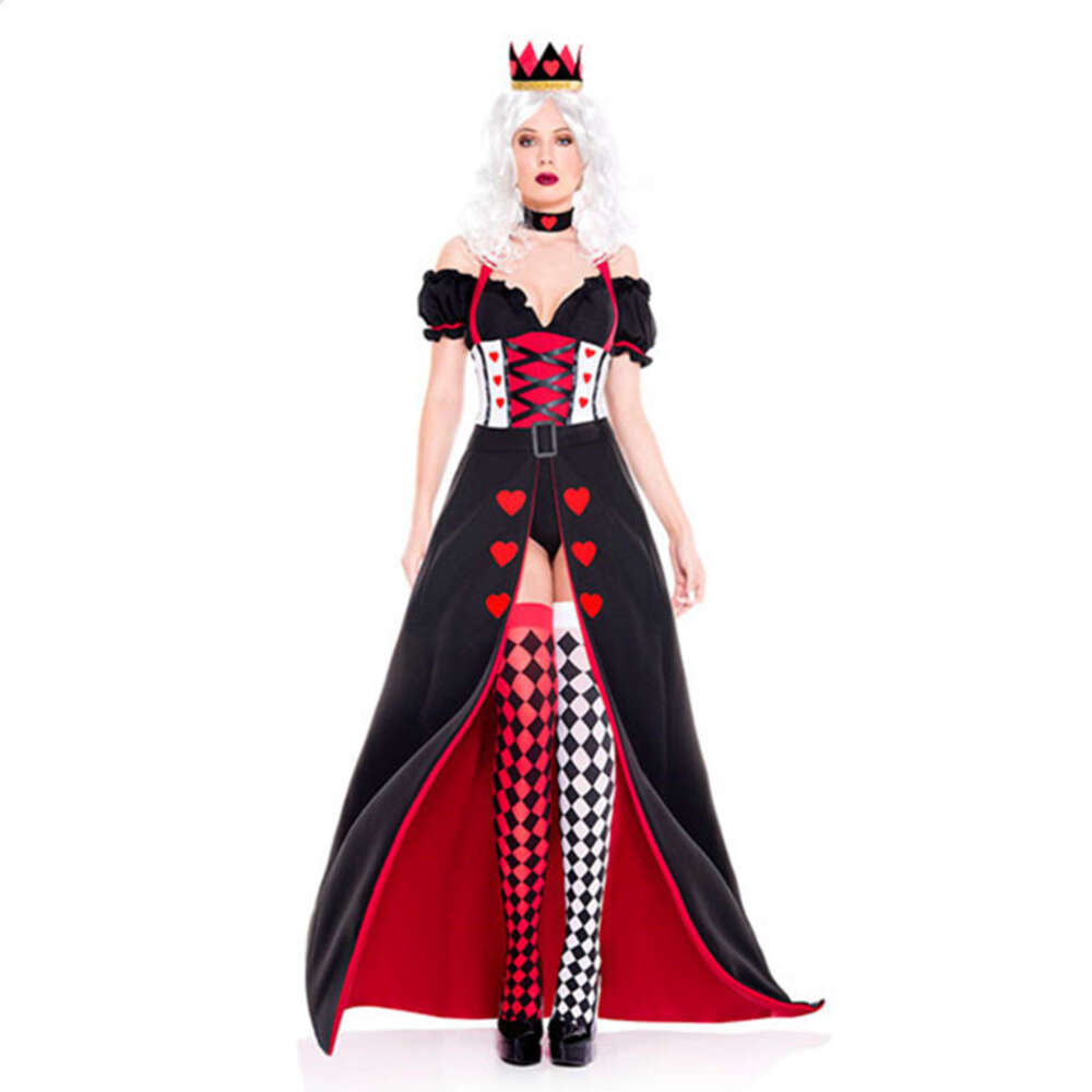 Sexy poker coração rainha traje halloween carnaval cosplay europeu retro palácio fantasia vestido