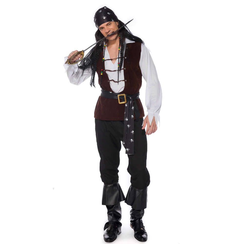 Halloween men cosplay trajes de pirata carnaval traje de desempenho de palco