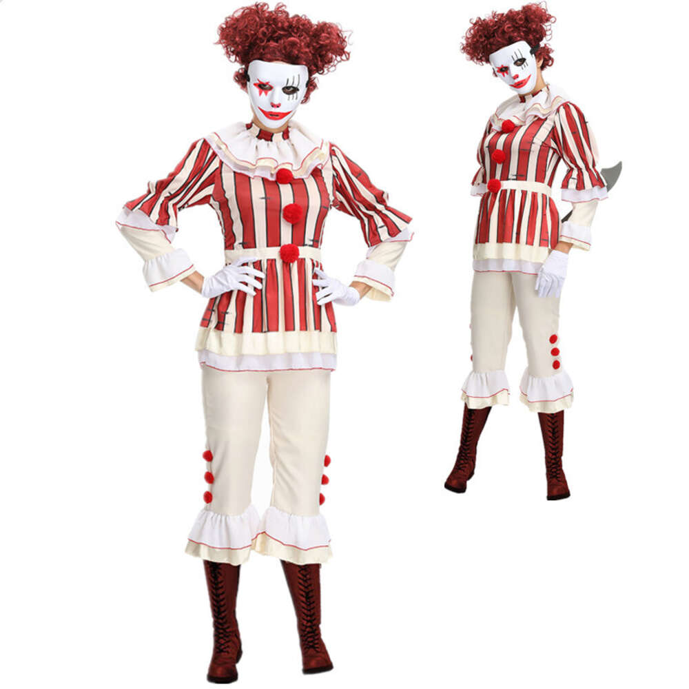 Deluxe Adult Women Clown Costume Halloween Cosplay Penny Wise Performance Party Fancy Dress