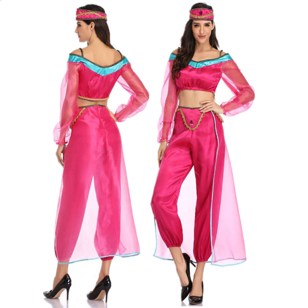 Yeni Yetişkin Aladdin s Lamba Jasmine Prenses Kostümü Cadılar Bayramı Peri Masalı Cosplay Belly Dance