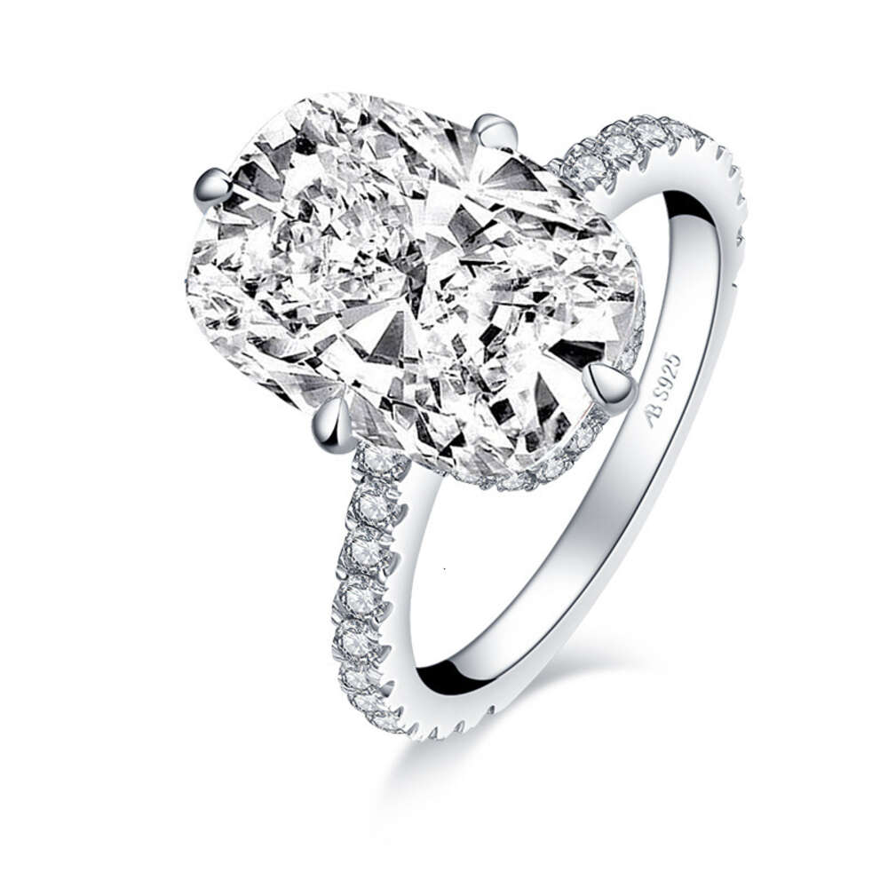 Designer de jóias nova moda estilo celebridade 10 ct zircão anel feminino super grande pombo ovo simulado anel de diamante s925 prata esterlina