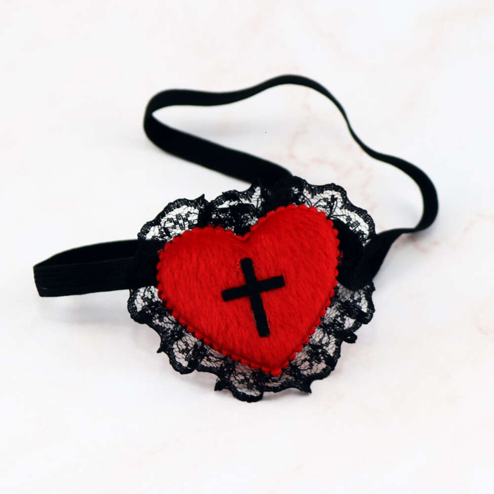 Cosplay Gothic Eyepatch Red Heart Black Cross Cosplay Masks Eye Patch Anime Costume Eyeshade Single Mask Blindfoldcosplay