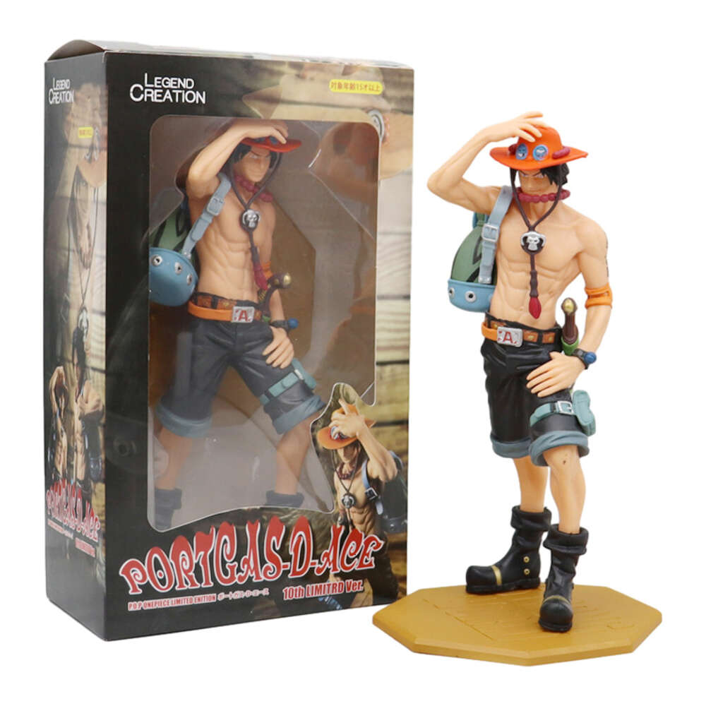 Costumi mascotte 23 cm One Piece Anime Figure Zaino Portgas D Ace 10 ° anniversario Modello Action Figure Collection Modello Ornamenti per bambole Regalo giocattolo