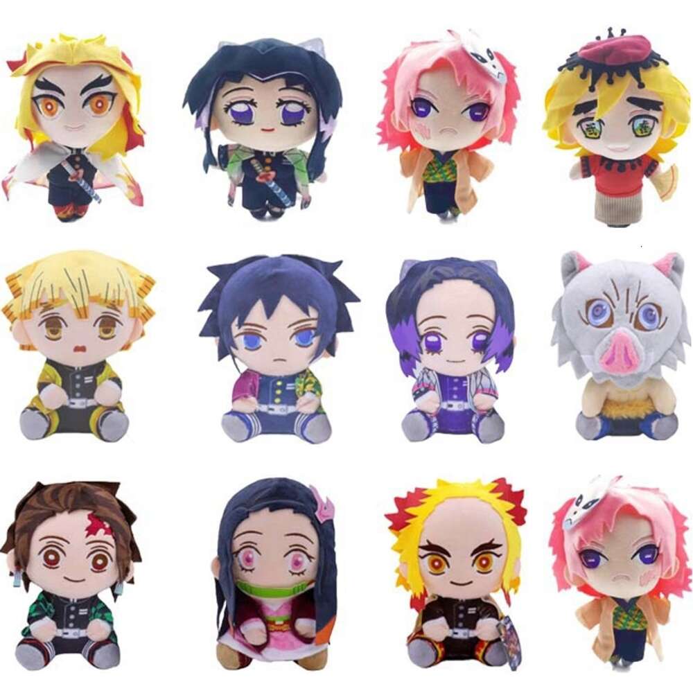 Trajes de mascote 20cm Demon Slayer Anime Brinquedos de pelúcia Lâmina do Diabo Figura de desenho animado Bonecos de mangá Kimetsu Tanjirou Nezuko Decoração de presentes de aniversário para crianças