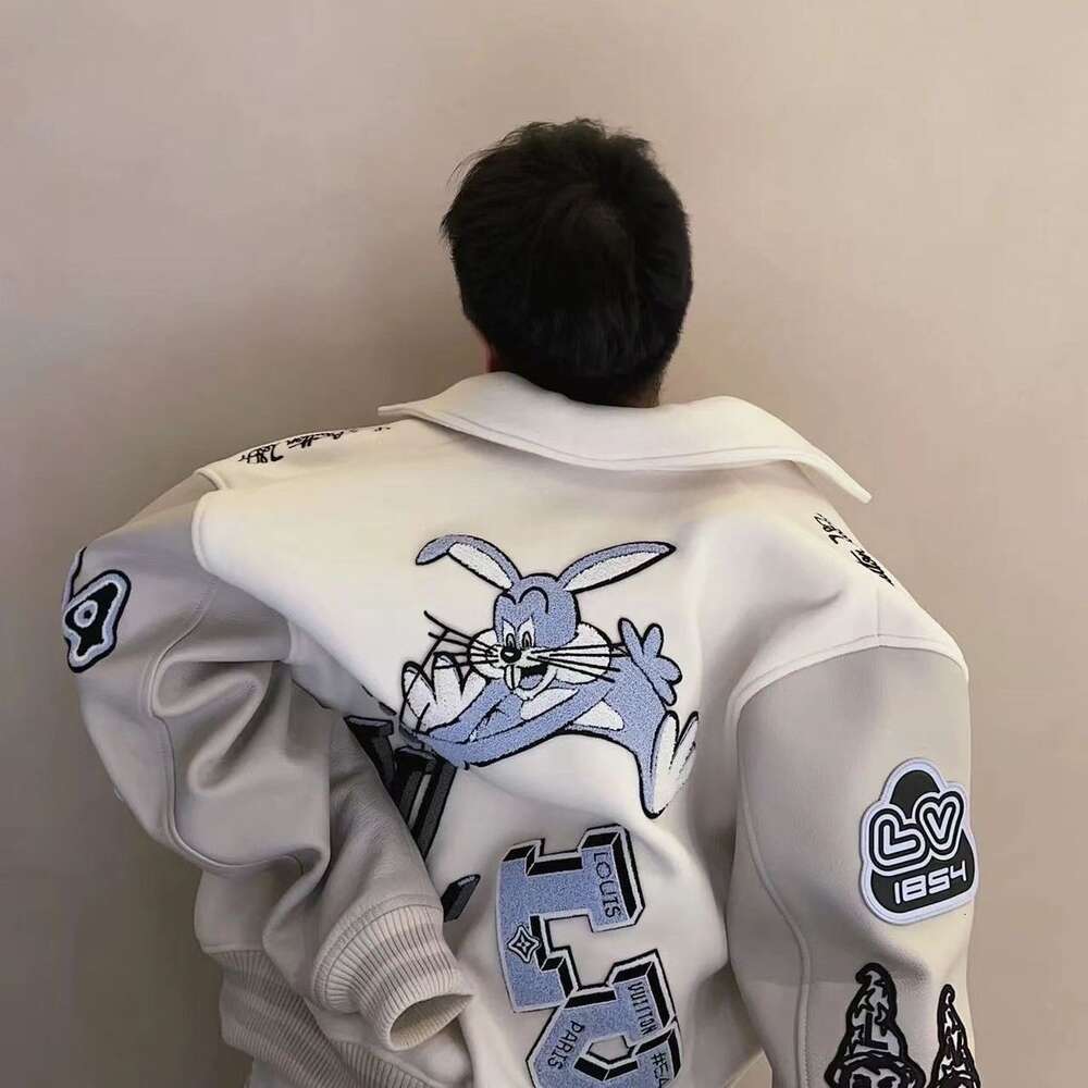 Version american fw Men s and Women s Spring and Autumn Bunny Bunny Bunny Letter Embroidery Spliced Baseball Jacket Coat jacketstop iffcoat