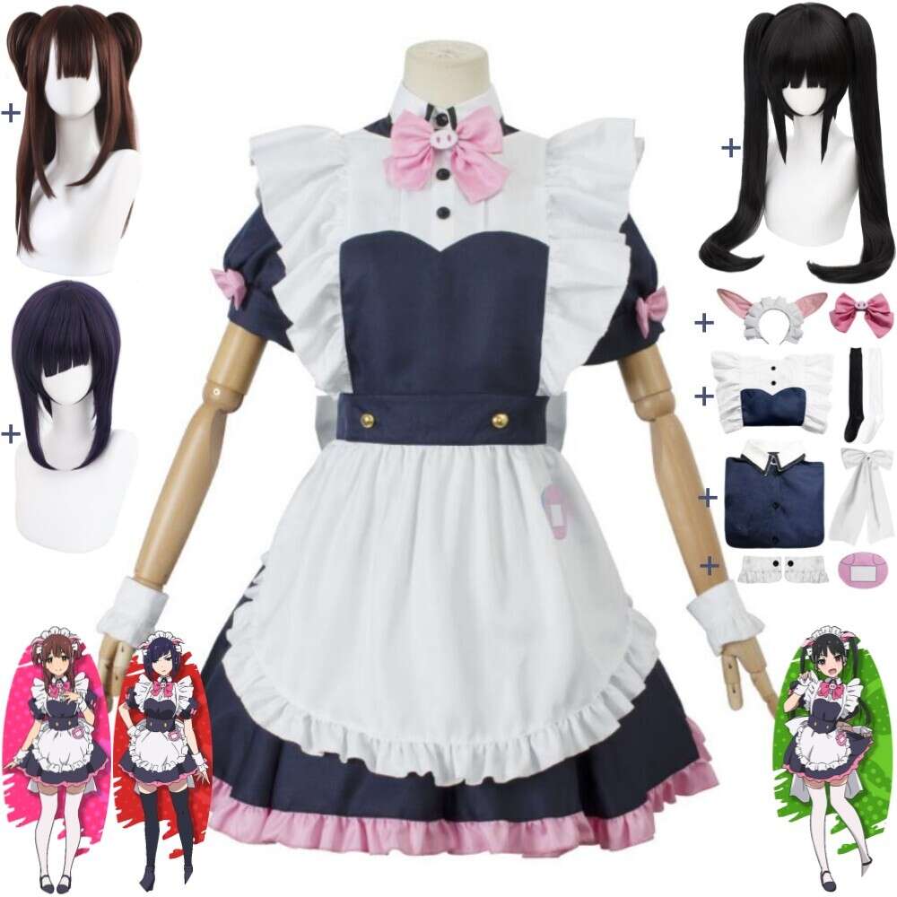 Cosplay anime akiba empregada guerra wahira nagomi mannen ranko hiiragi yume cosplay traje peruca sexy mulher uniforme terno de halloween