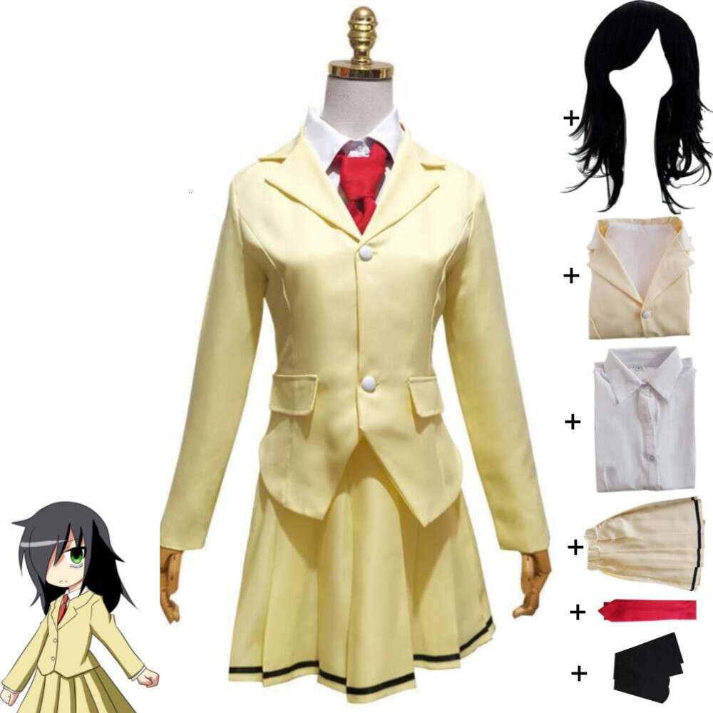 Cosplay Anime Watamote Kuroki Tomoko Mea Cosplay Kostüm Perücke Watashi Ga Motenai No Wa Dou Kangaetemo Omaera Warui Schuluniform anzug