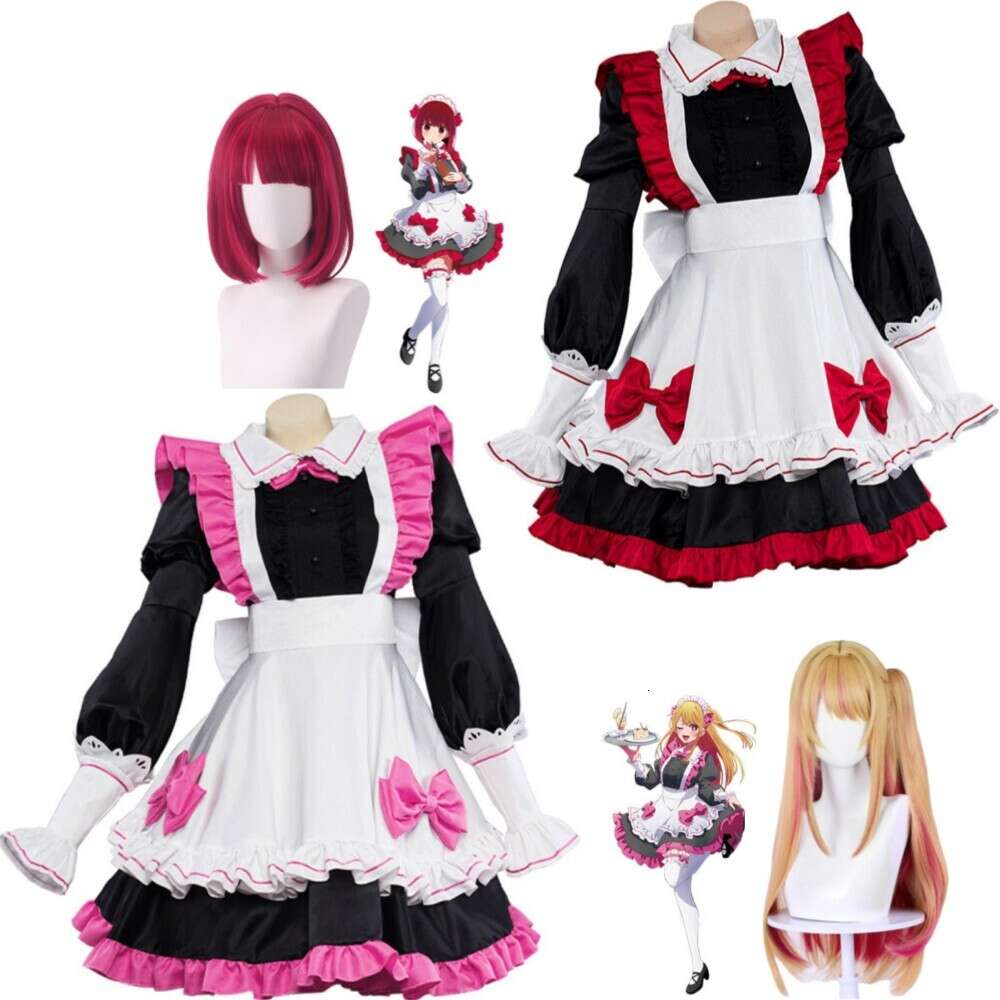 Cosplay anime hoshino rubii rubi arima kana oshi no ko seu ídolo s crianças cosplay traje peruca empregada lolita vestido terno de halloween