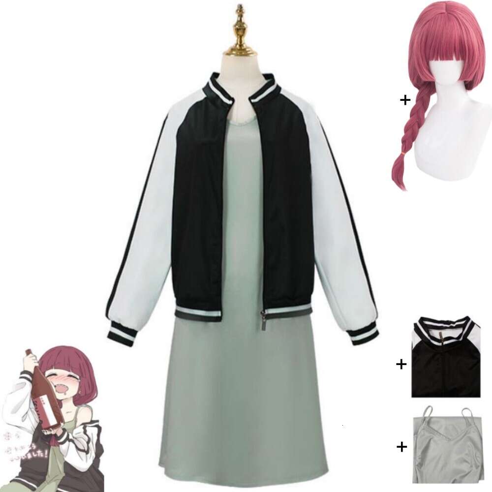 Cosplay Anime Bocchi The Rock Hiroi Kikuri Cosplay Costume Wig Hooded Dress Loli Baseball Uniform Hallowen Carnival Party Suit