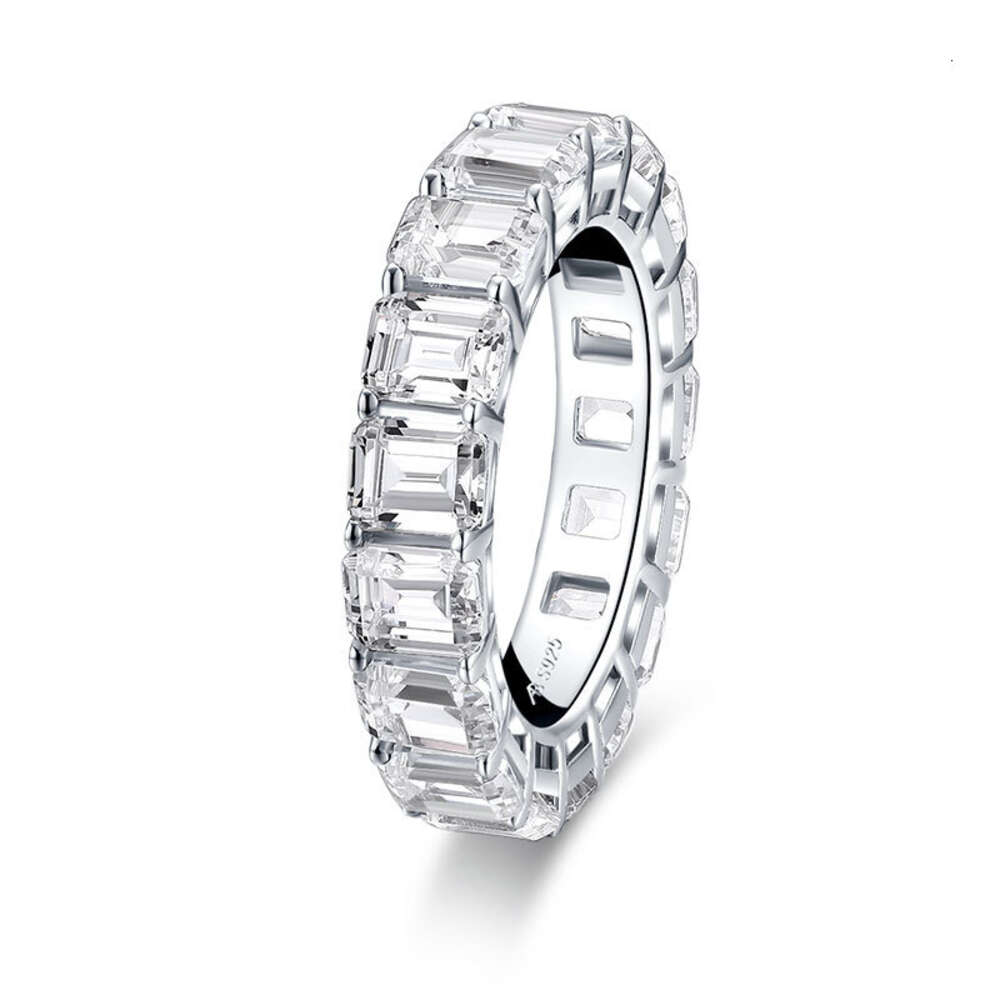 Designers Jóias Venda Quente Anel de Zircão de Prata Esterlina Imitação Feminina Anel de Linha de Diamante Completo com Anel de Diamante de Linha Dupla 4 * 5mm Anel