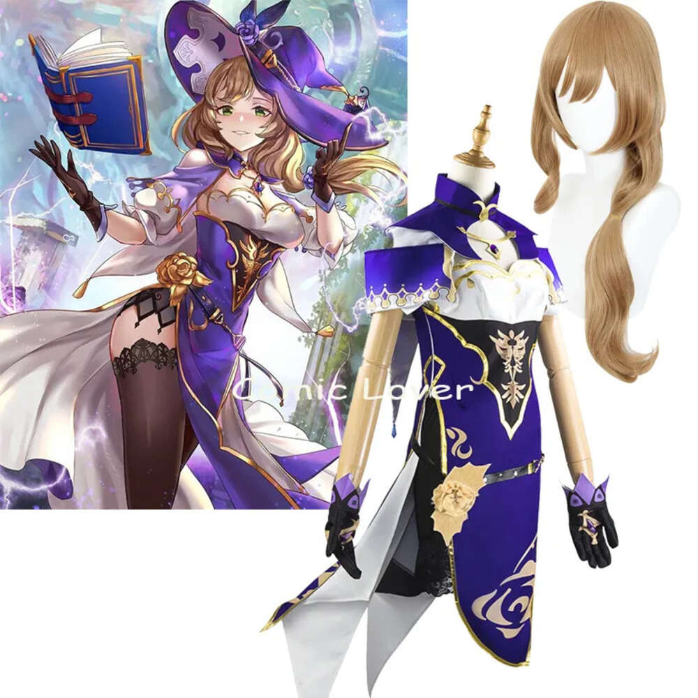 Genshin Impact Witch of Purple Rose Lisa Cosplay Clothing Character Outfit Rollspelning Kostymer Mogna kvinnor
