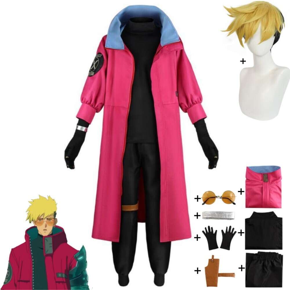 Cosplay Anime Trigun Stampede Vash The Cosplay Costume Wig Glasses Red Uniform Adult Woman Man Outfit Hallowen Suit