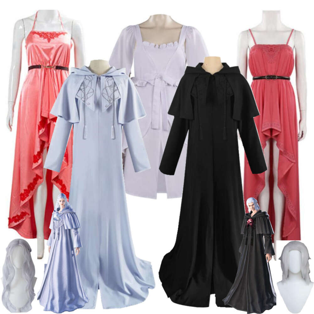 Cosplay Spiel Final Fantasy Xiv Endwalker Venat Emet Selch Cosplay Kostüm Perücke Anime Hydaelyn Weiß Schwarz Rot Kleid Outfit Hallowen Anzug