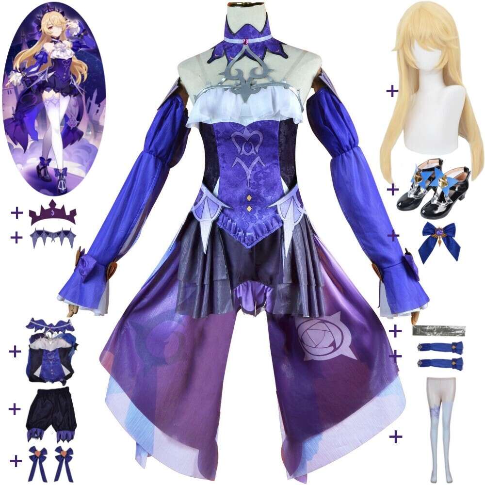 Cosplay Anime Game Genshin Impact Fischl Von Luftschloss Narfidort Amy Prinzessin Der Verurteilung Cosplay Costume Wig Shoes Sexy Suit