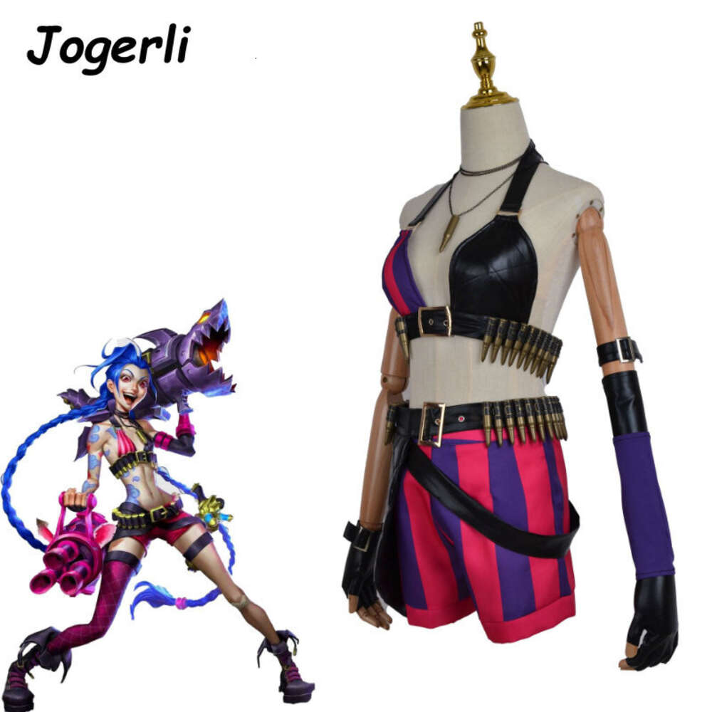 Anime Arcane Jinx Cosplay Costume Battle of Twin Cities Women Wig Cloth Halloween Game Roleplay Outfits Cos