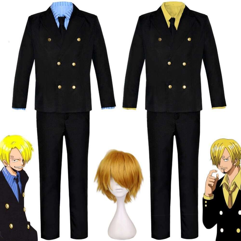 Cosplay Anime Cook Vin Sanji Mr Prince After Y Cosplay Costume Wig Wano Kuni Country Black Blue Yellow Uniform Hallowen Suit