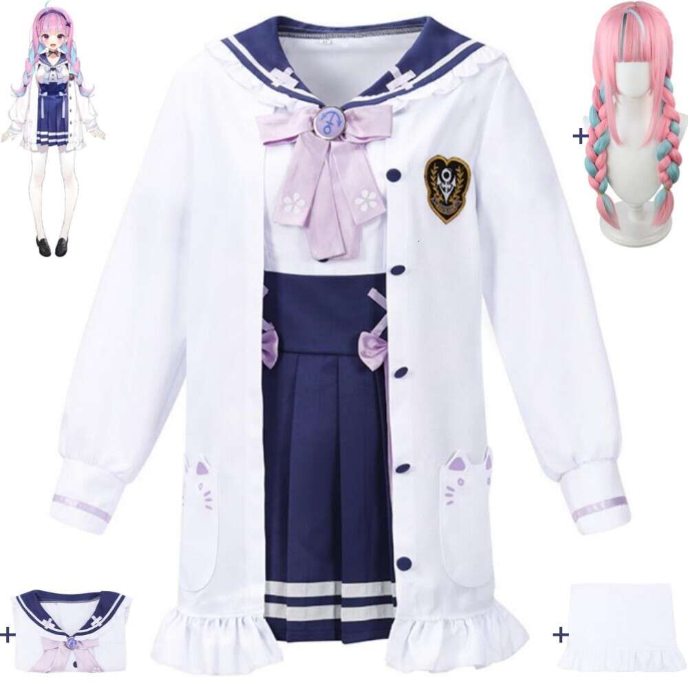 Cosplay youtuber vtuber hololive minato aqua cosplay traje peruca anime loli lolita escola marinheiro jk uniforme halloween role play terno