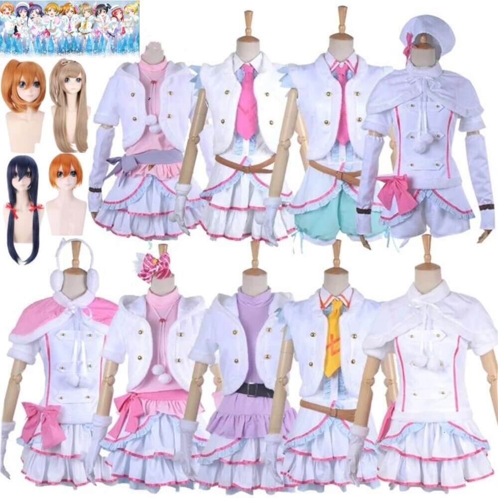 Cosplay anime lovelive love sn kar halatasyonu Kotori Minami Nico Yazawa Rin Hoshizora Cosplay Kostüm Peruk Kış Lolita Elbise Takım