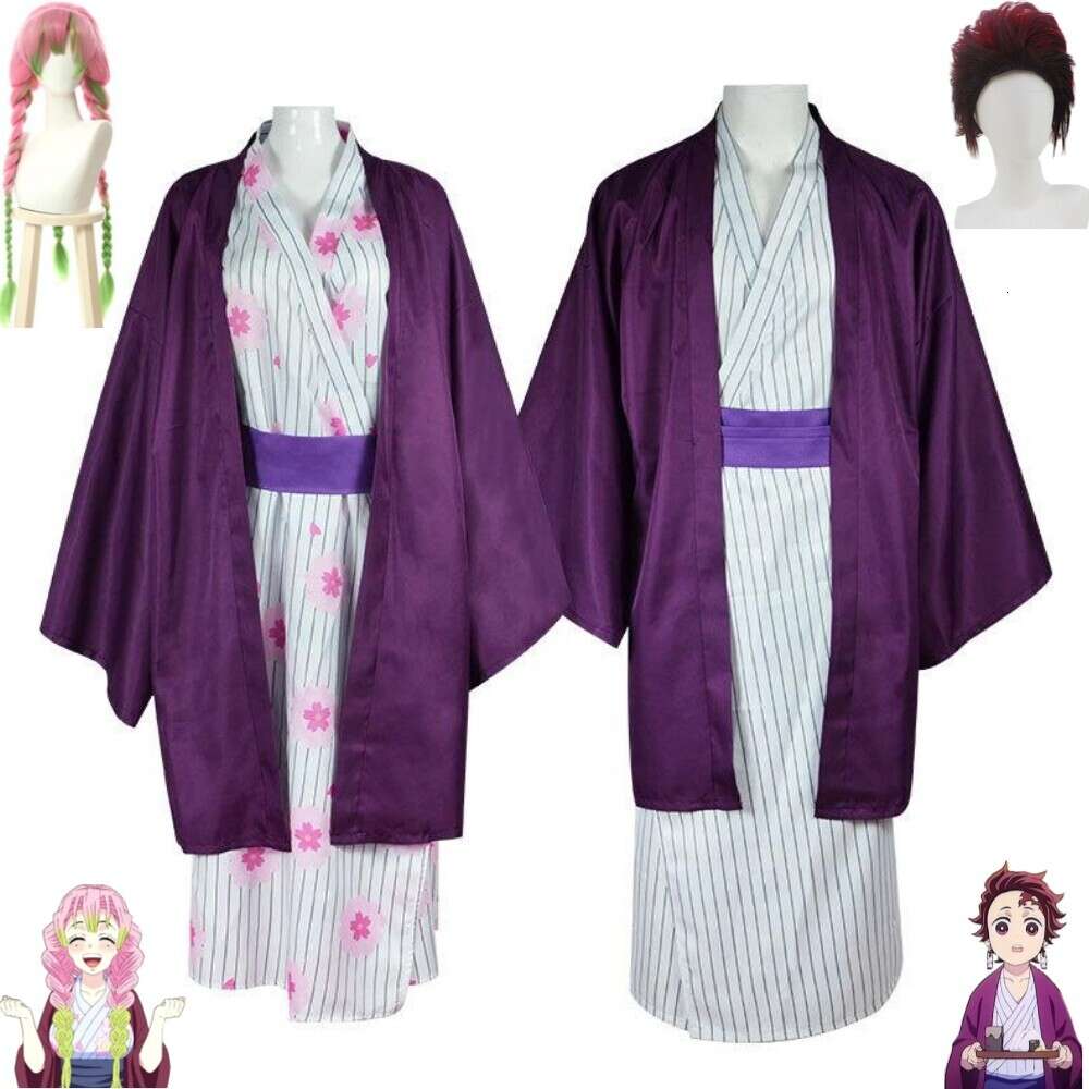 Cosplay Anime Kanroji Mitsuri Kamado Tanjirou Demon Slayer Kimetsu No Yaiba Swordsmith Village Costume Cosplay Parrucca Accappatoio Abito Kimono