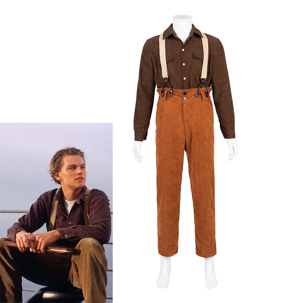 Titanic Jack Dawson Cosplay kostium Topy Spodnie Suszniki Ustaw stroje Halloween karnawałowy kostium dla MencosplayCosplay