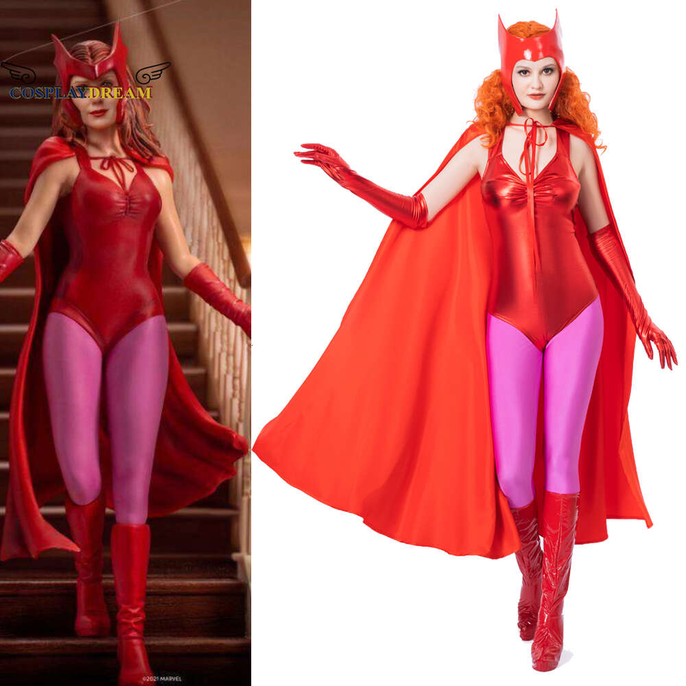 Cosplay Cosplay Wanda Vision Scarlet Witch Cosplay Costume Wanda Maximoff Cosplay Costume Women Jumpsuit Outfits Halloween Carnival SuitCosplay