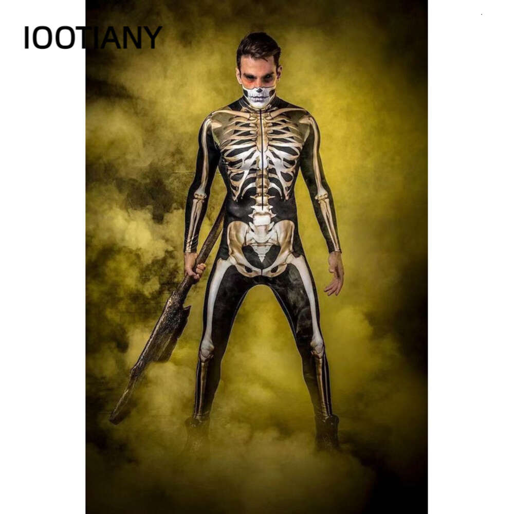 New Skeleton Skull Digital Printing Women's Tight Halloween Party Jumpsuit Costume Zentai Bodysuit OutfitAnime Costumes