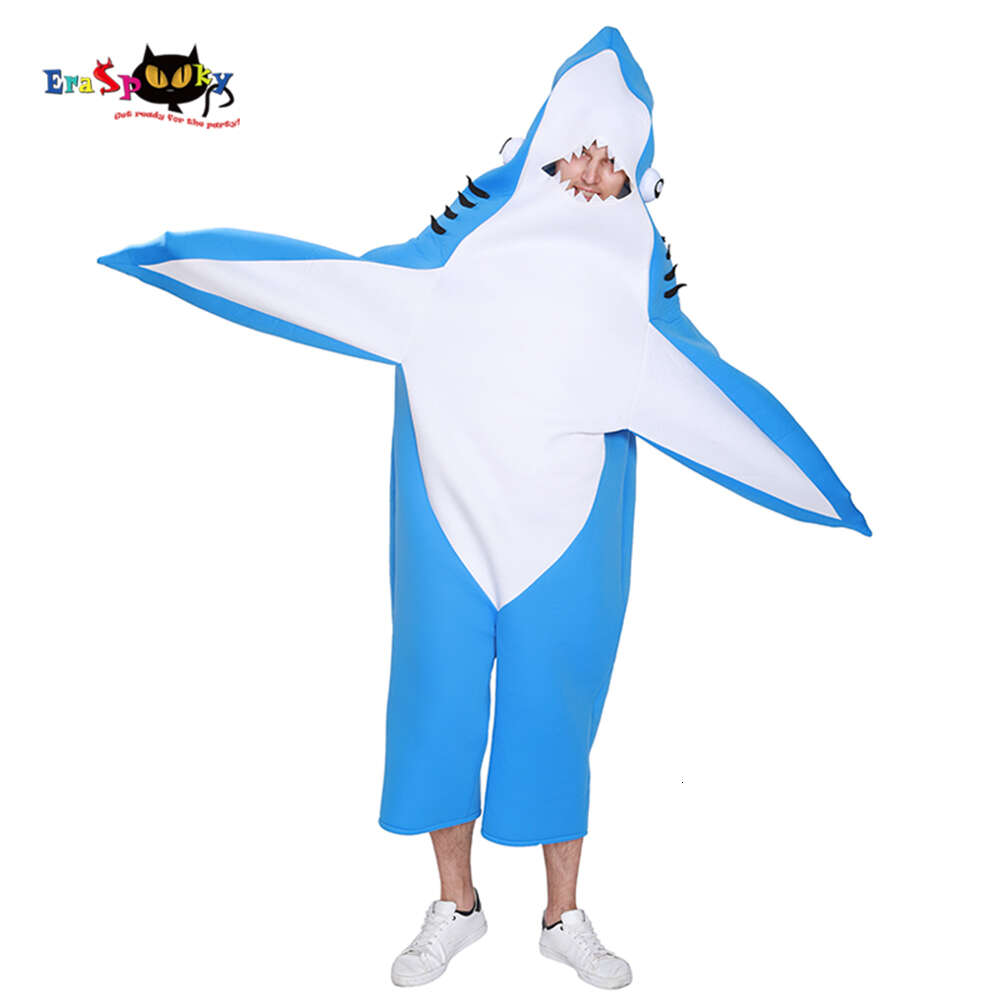 cosplay Eraspooky Funny Blue Shark Cosplay Halloween Costume for Men Adult Onesie Animal Jumpsuit Carnival Party Stage Fancy Dresscosplaycosplay