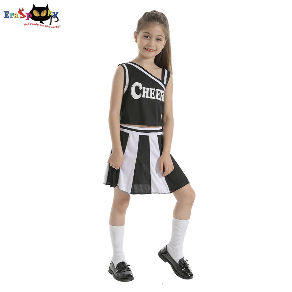 cosplay Eraspooky Girls Cheerleader Halloween Costume for Kids Shirt and Skirt Fancy Dress Purim Carnival Cosplaycosplaycosplay