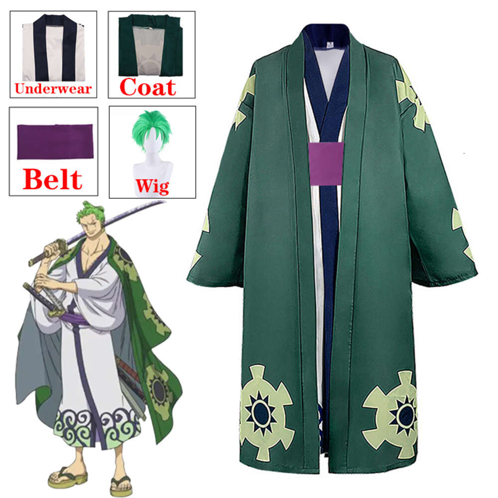 Anime Roronoa Zoro Costume Cosplay Wano Kuni Country Kimono Robe Abiti completi Carnevale di Halloween Suitcosplay