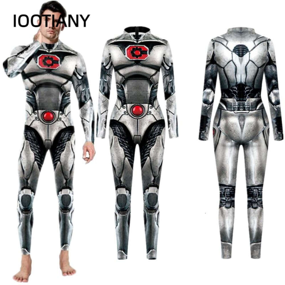 Superhero Cyborg Victor Stone Sexy Slim Jumpsuit Catsuit Costumes Zentai Man Bodysuit Fancy Dress HalloweenAnime Costumes