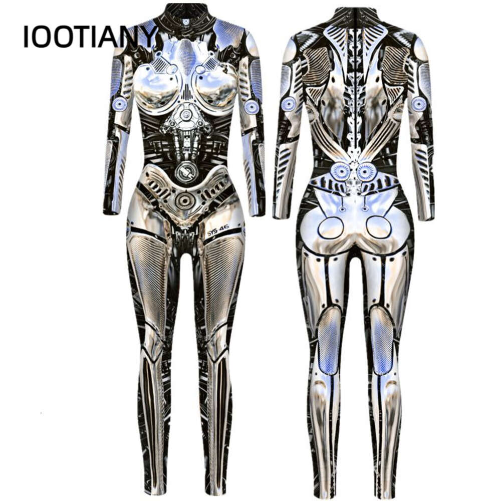 2023 Kadınlar İçin Yeni Robot Tulum Steampunk Seksi Kostümler Karnaval Partisi Uzun Kollu Cadılar Bayramı Bodysuit Coolanime Kostümler