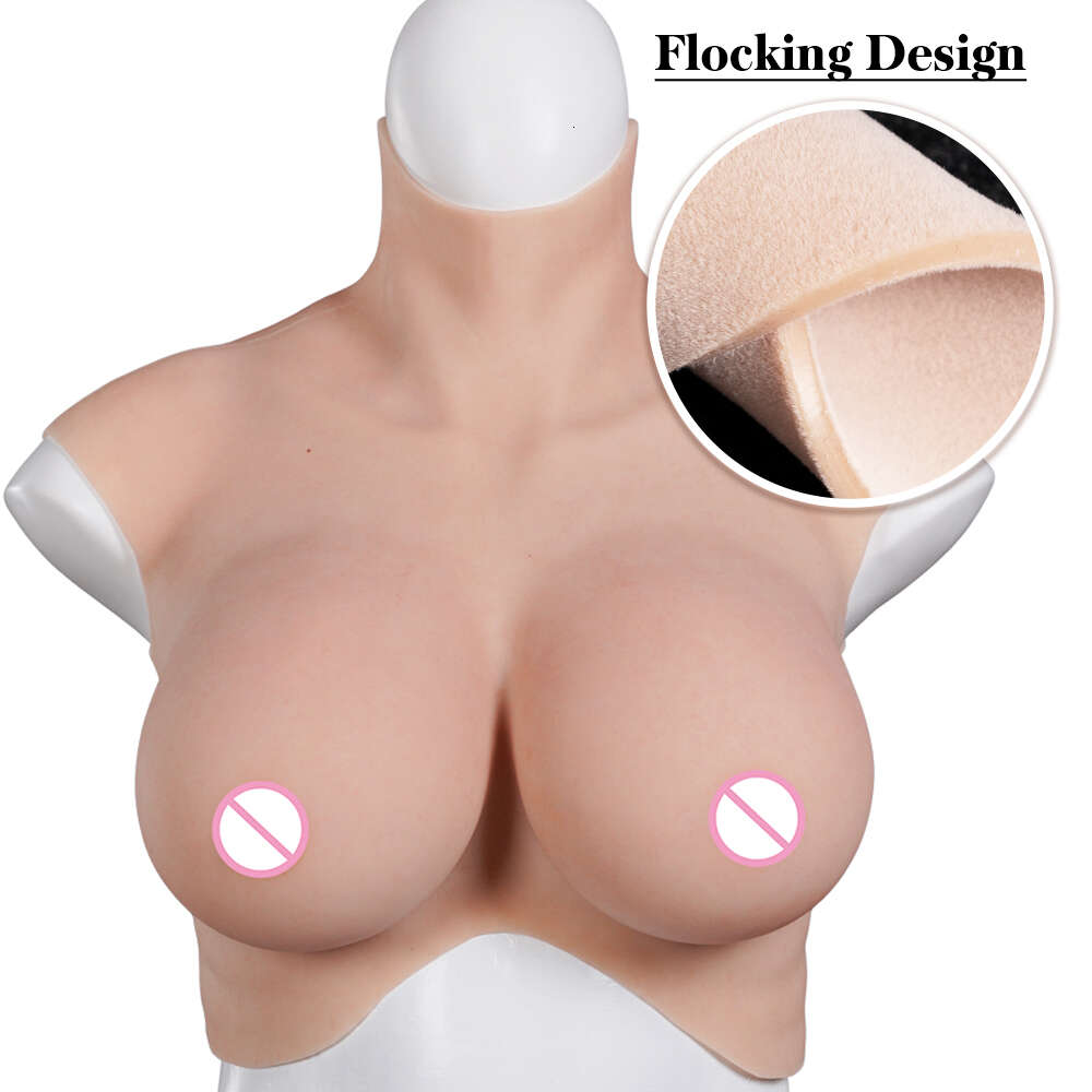 Catsuit Costumes Crossdresser Realistic Flocking Silicone Breast Forms Fake BOOBS TITS Shemale Transgender Sissy Drag Queen Cosplay