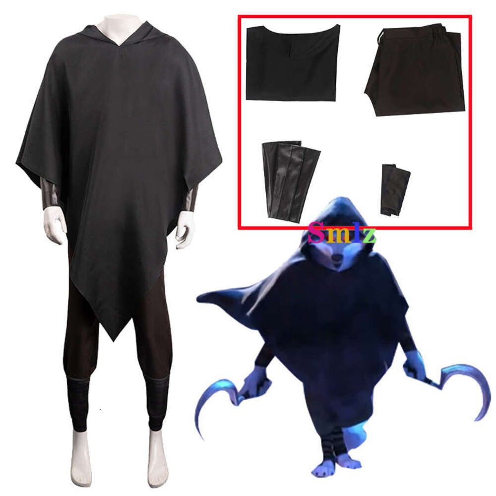 cosplay cosplay TV Puss in Boots Cosplay Death Wolf Costume Outfit Black Hoodie Cloak Pants Halloween Carnival Party Suitcosplaycosplay