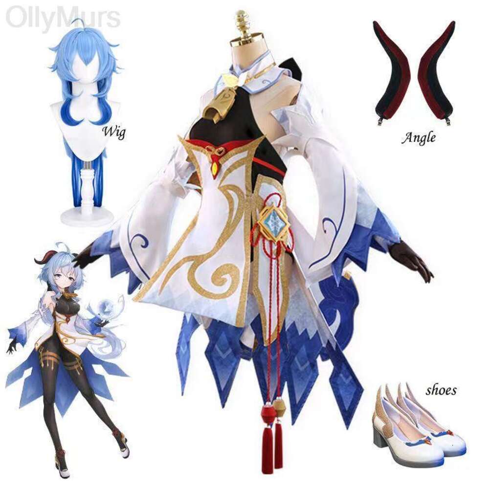 cosplay cosplay S-3XL Size Game Genshin Impact Ganyu Gown Cosplay Jumpsuit with Horn Head Decoration Gan Yu Party Wig Complete Set Coscosplaycosplay