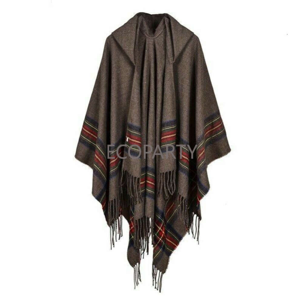 cosplay cosplay New Mens Wool Blend Stripe Hooded Ethnic Style Manteau Boho Gypsy Hippie Cape Poncho Hoody Women's Travel Shawl Cloak Coatcosplaycosplay