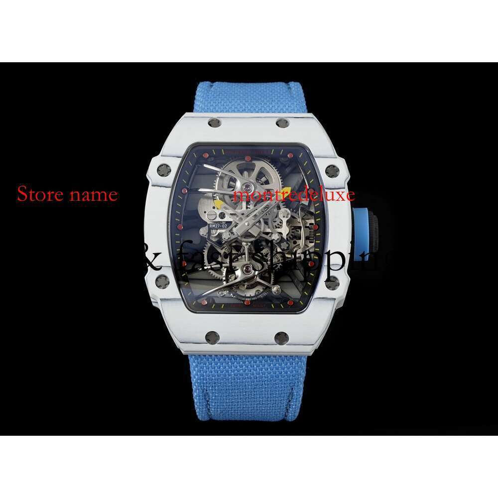 RM27 Superclone Mens Mechanics Watch Richa Milles Wristwatch Fashion Watches RM27-02 Openworke Montre Lumineuse Carbon Fiber238 Montres De Luxe