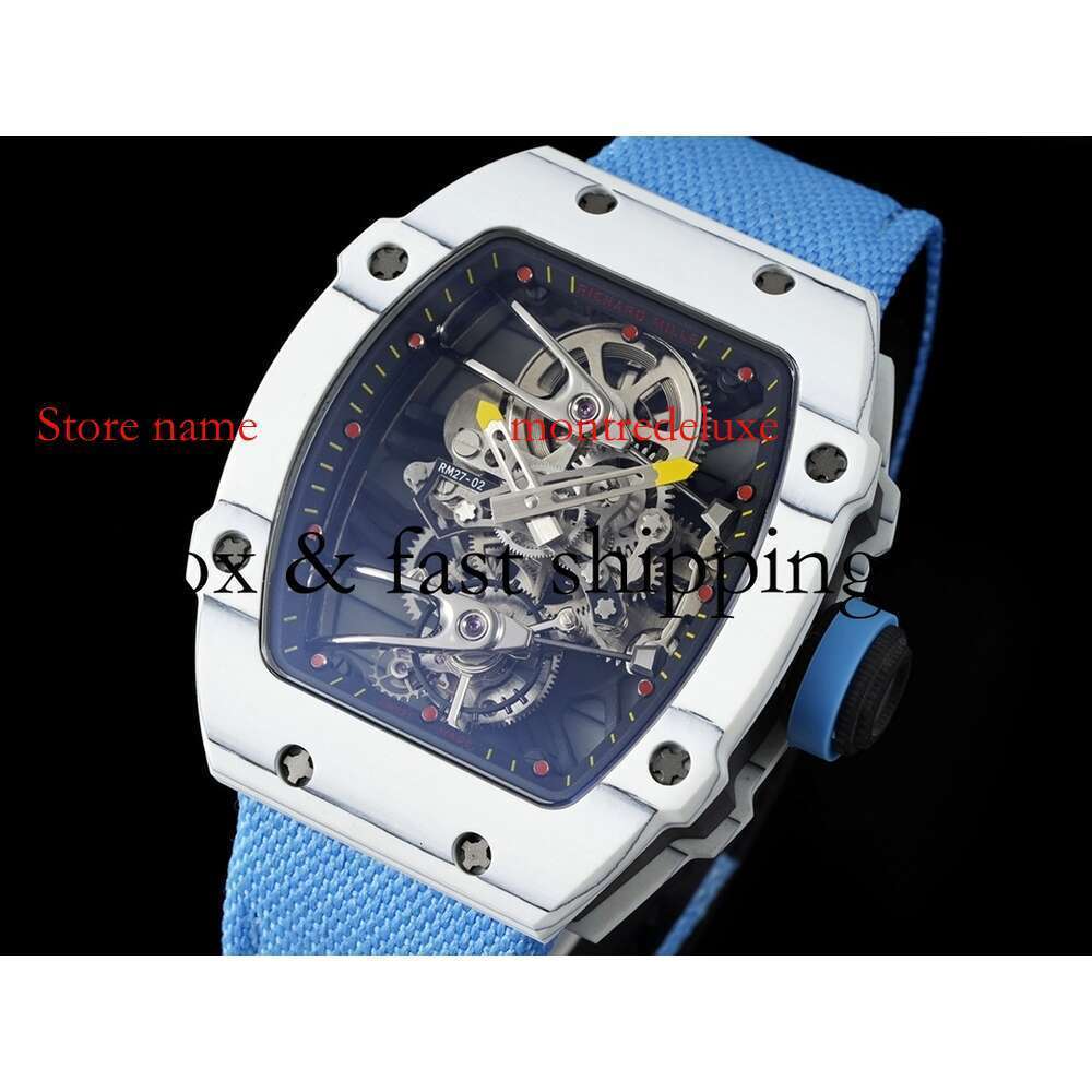RM27 SUPERCLONE Mens Mechanics Watch Richa Milles Wristwatch Fashion Watches Rm27-02 Openworke Montre Lumineuse Carbon Fiber170 montres de luxe