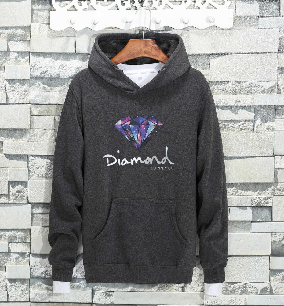 Diamond Supply Co Men Pole Street polarowa ciepła bluza Zimowa jesień Veet Blob