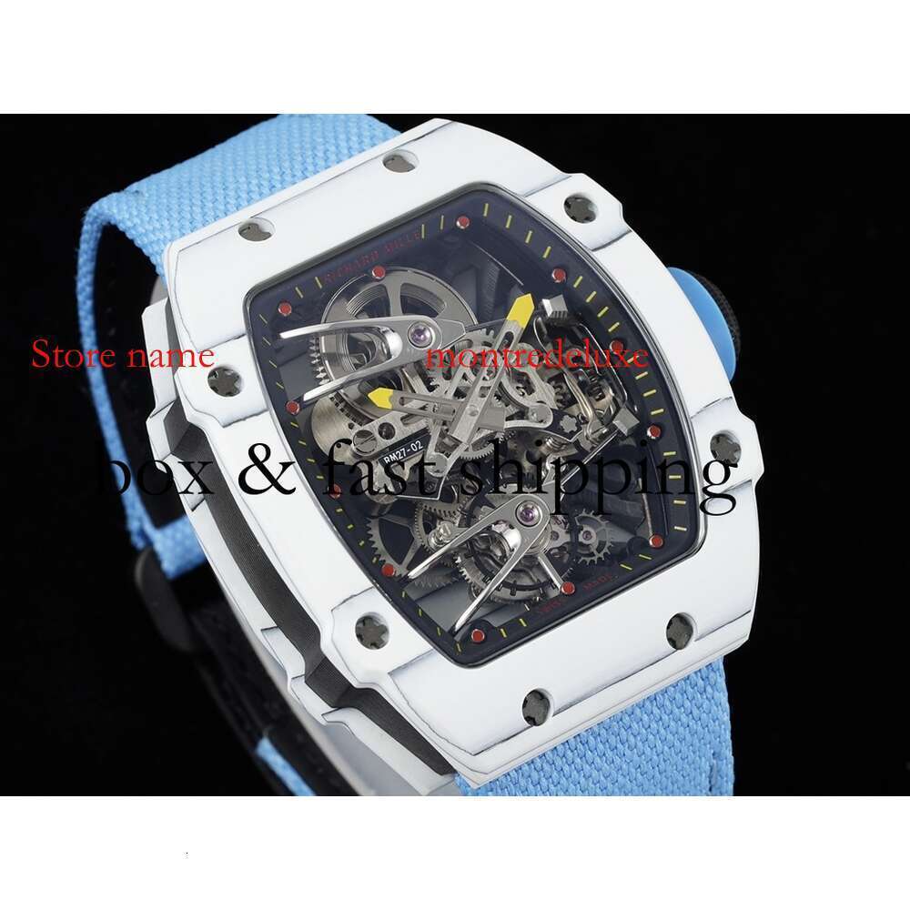 RM27 Superclone Mens Mechanics 시계 Richa Milles Wristwatch Fashion Watches RM27-02 Openworke Montre Lumineuse Carbon Fiber454 Montres de Luxe