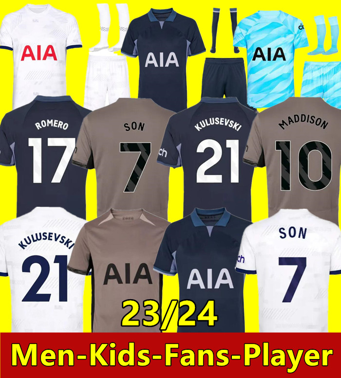 23 24 Spurs Futebol Jerseys MADDISON SON ROMERO KULUSEVSKI RIHARLISON KULUSEVSKI VAN DE VEN BISSOUMA JOHNSON Tottenham Futebol Jerseys Kit Camisa Top Homens Crianças Conjuntos